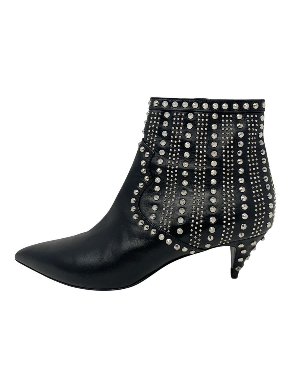 Saint Laurent Cat 50 Studded Black Leather Western Moto Ankle Booties EU 38.5